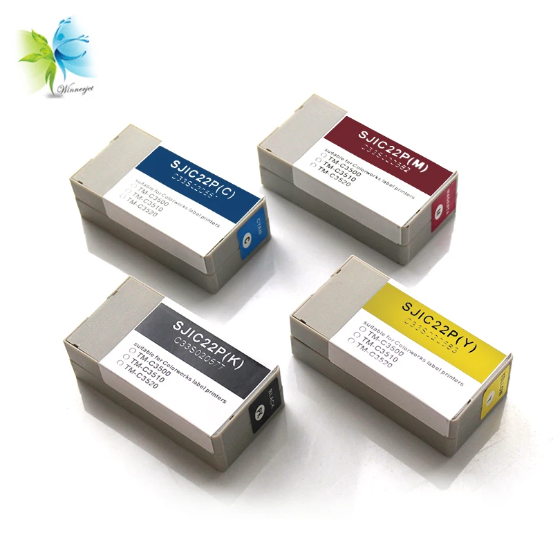 Winnerjet 10 sets 4 Color 30ml SJIC22P Compatible Ink Cartridge for Epson TM-C3500 C3510 C3520 Printer