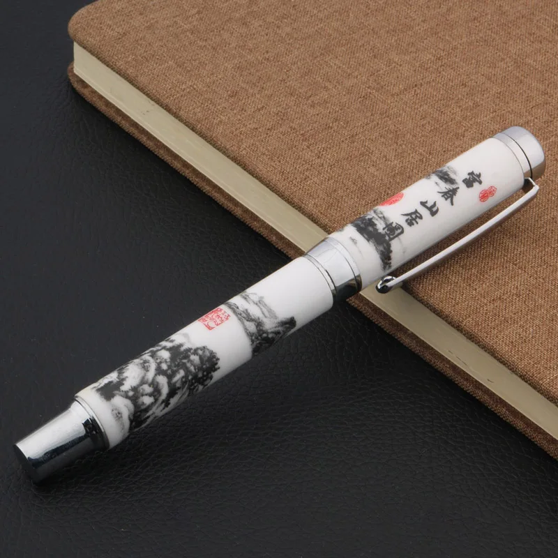 Blue and White Porcelain With Chinese Painting Trim M Fountain Pen Stationery Office school supplies Writing