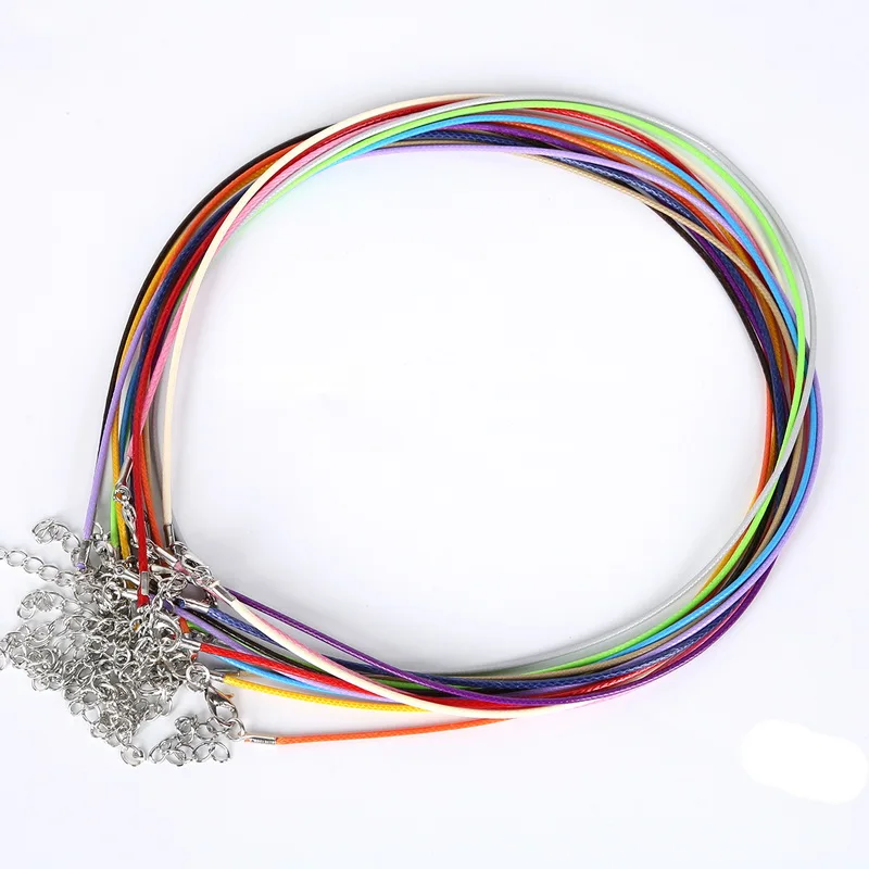 10 Pcs/lot 1.5mm DIY Faux Leather Cord Adjustable Chains Pendant Necklace Rope Charms Findings Lobster Clasp String 17 Colors