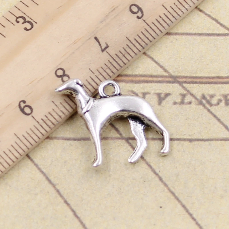 10pcs Charms Dog Grayhoud 20x20mm Tibetan Bronze Silver Color Pendants Antique Jewelry Making DIY Handmade Craft