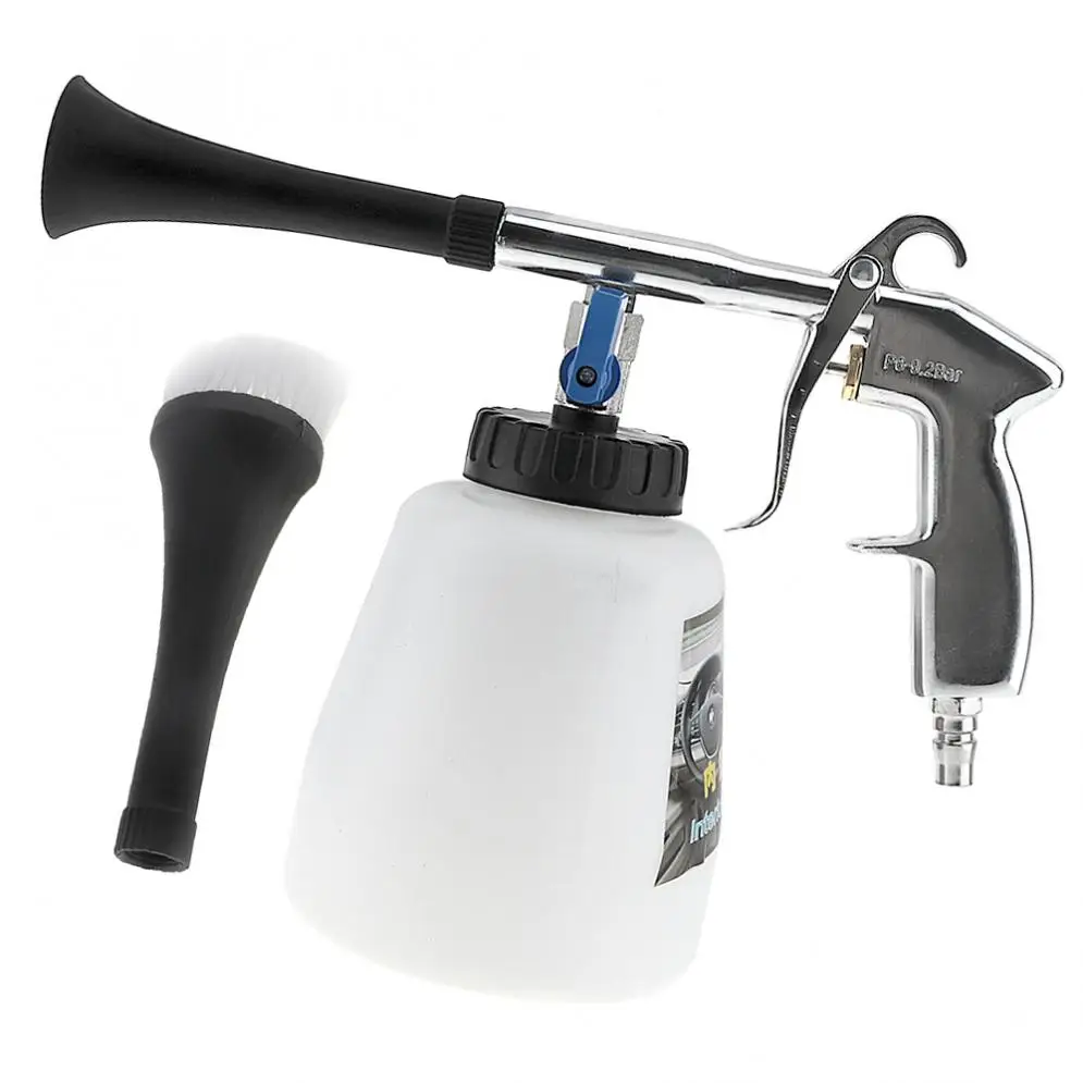 New 1 Litre Hand-held Pneumatic Cleaning Washing Gun with Foam Pot and Soft Brush Head for Car Engine Oil way