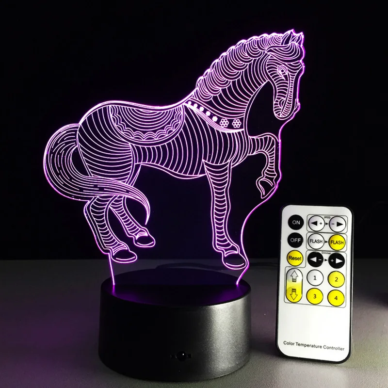 

3D Lamp Horse LED Illusion Animal Desk Table Night Light,7 Color Touch Lamp,3D Creative Visual Light