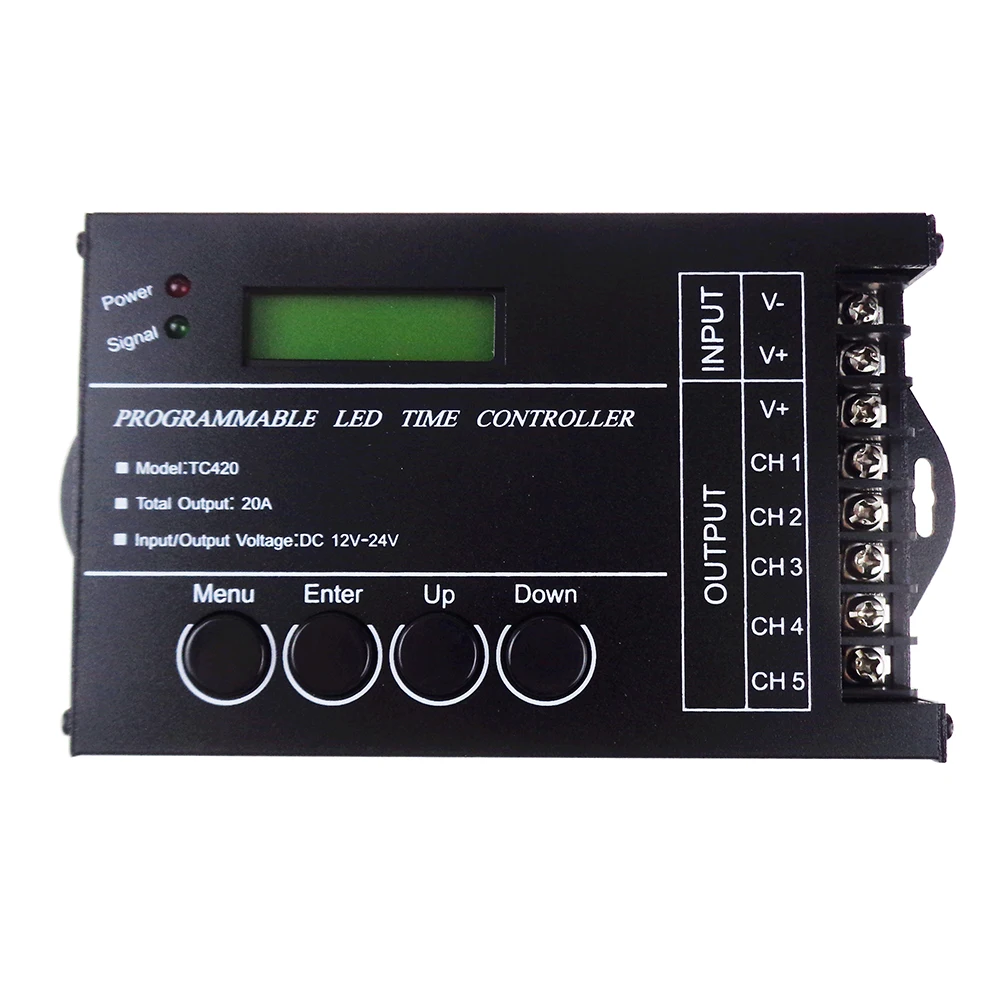 LED Time Dimmer RGB Controller TC420 DC12V/24V 5Channel Total Output 20A Common Anode Multi-function Programmable for led light