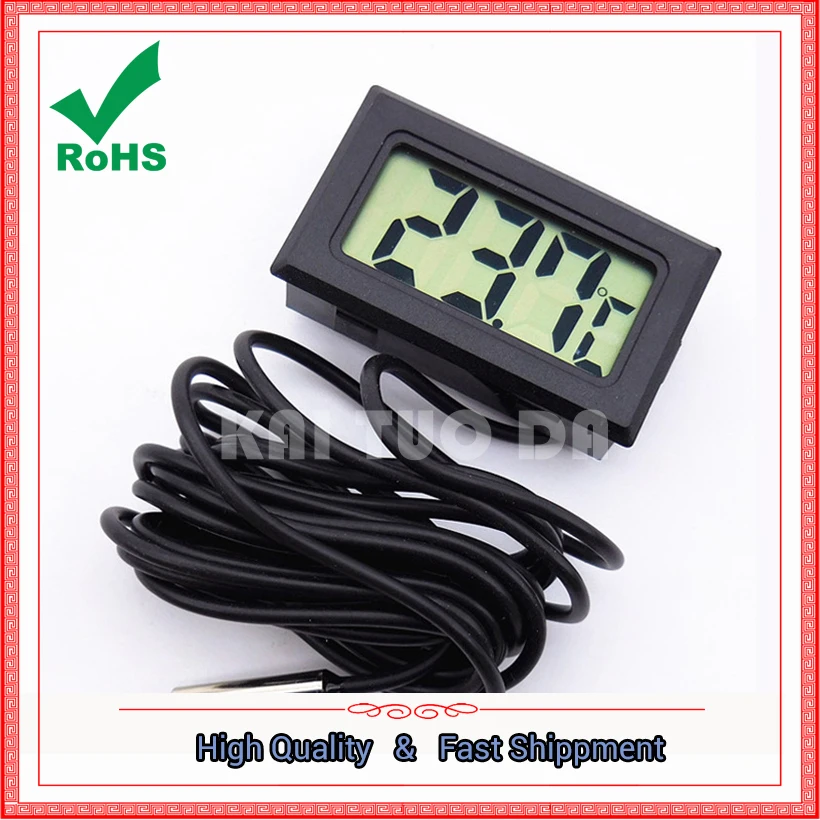 Digital Thermometer With Waterproof Probe To Measure Air - Conditioning Room Inside And Outside Temperature