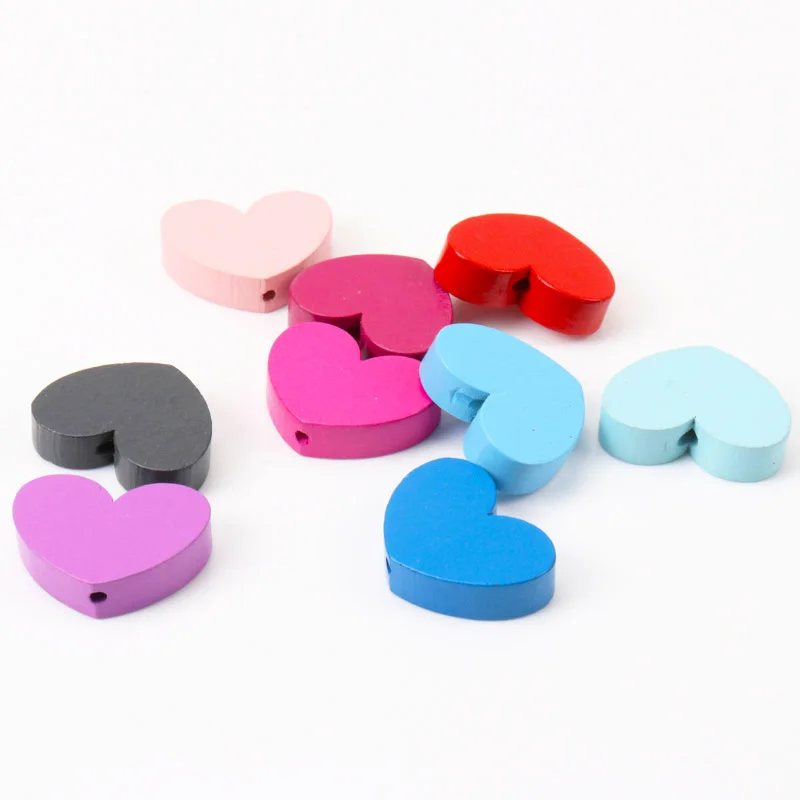 Natural Wooden beads Mix Heart Spacer Beads For Jewelry Making 30x24mm 10Pcs DIY 2018 new KL139