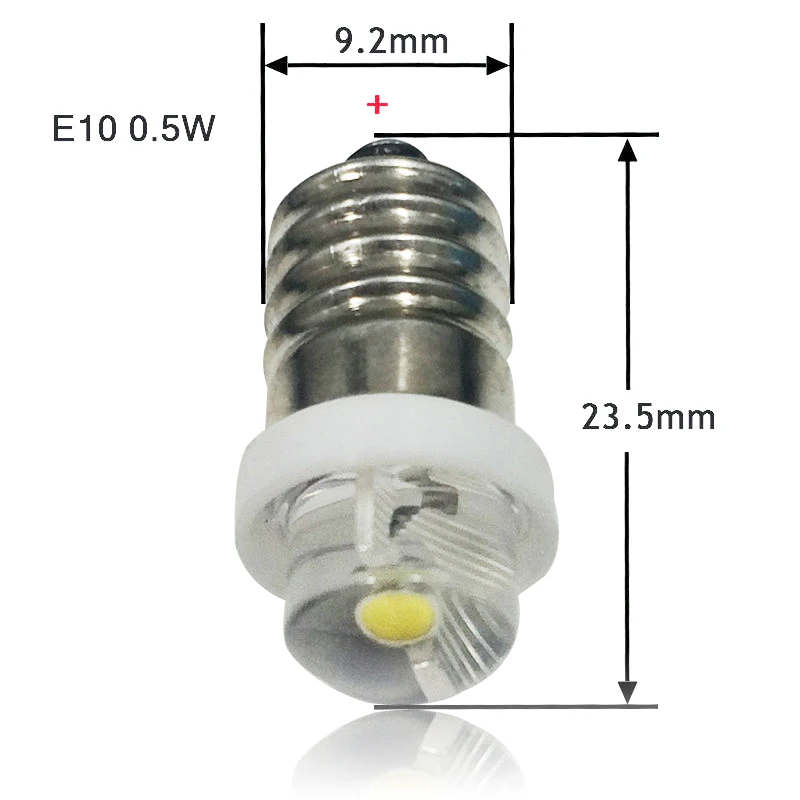 E10 0.5W 1W LED For Focus Flashlight Replacement Bulb Torches Work Light Lamp 60-100Lumen Pure White DC3V 4.5V 6V