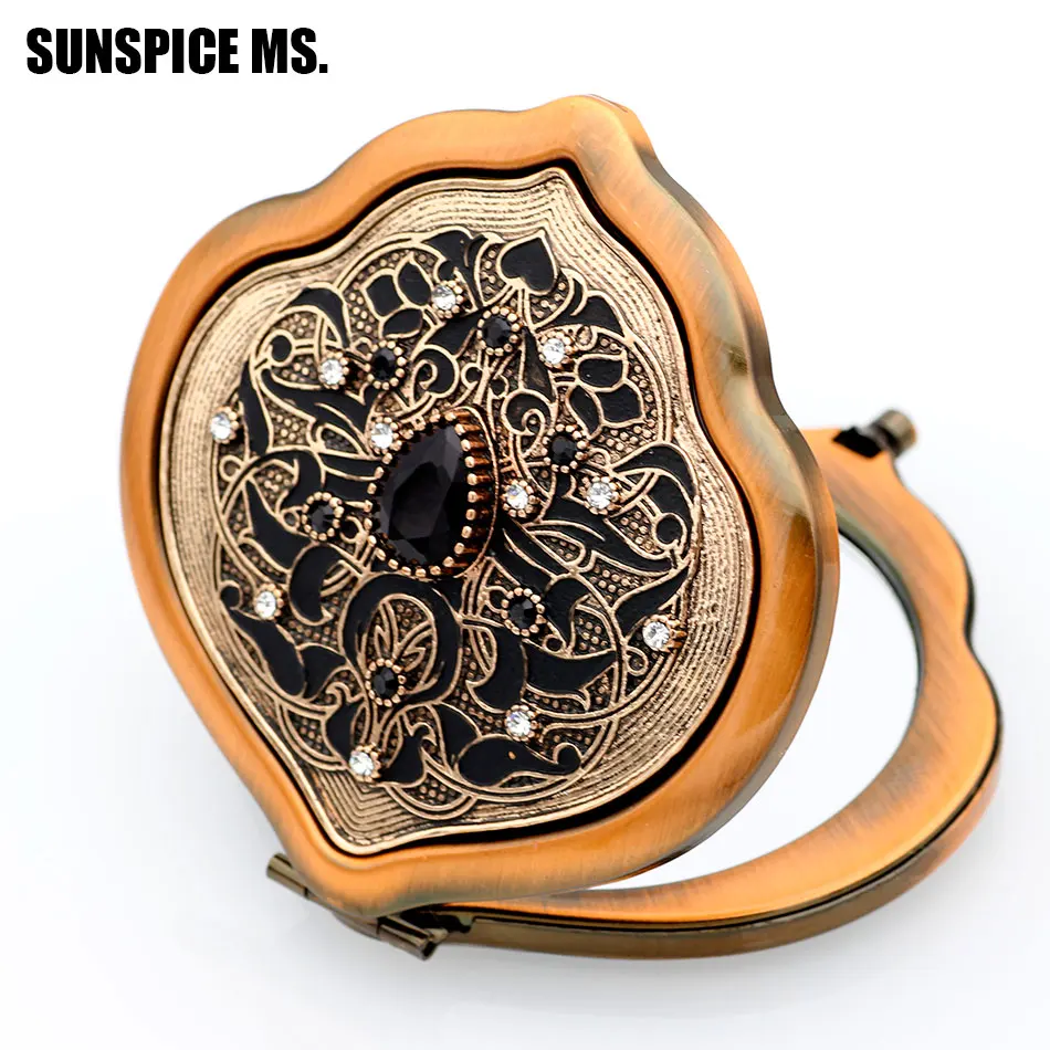 SUNSPICE-MS Portable Pocket Mini Makeup Mirror Ladies Girls Hand Cosmetic Mirror Stainless Double-Side Folde Compact Mirrors