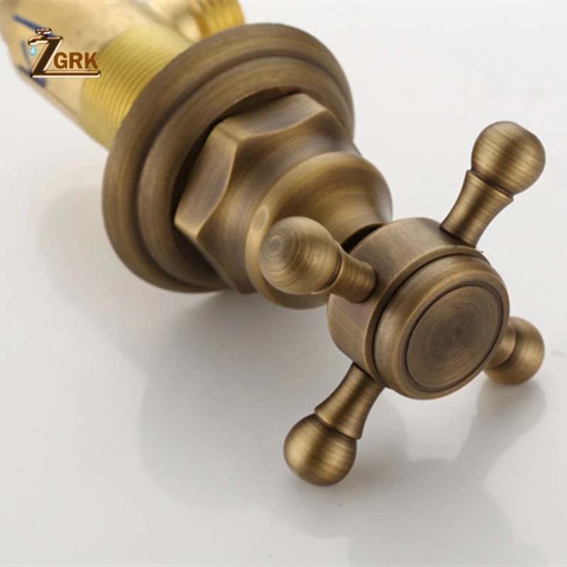 ZGRK Brass Classtic Bathtub Mixer Faucet Set with Handheld Shower Deck Mounted 5 Holes Hot and Cold Taps