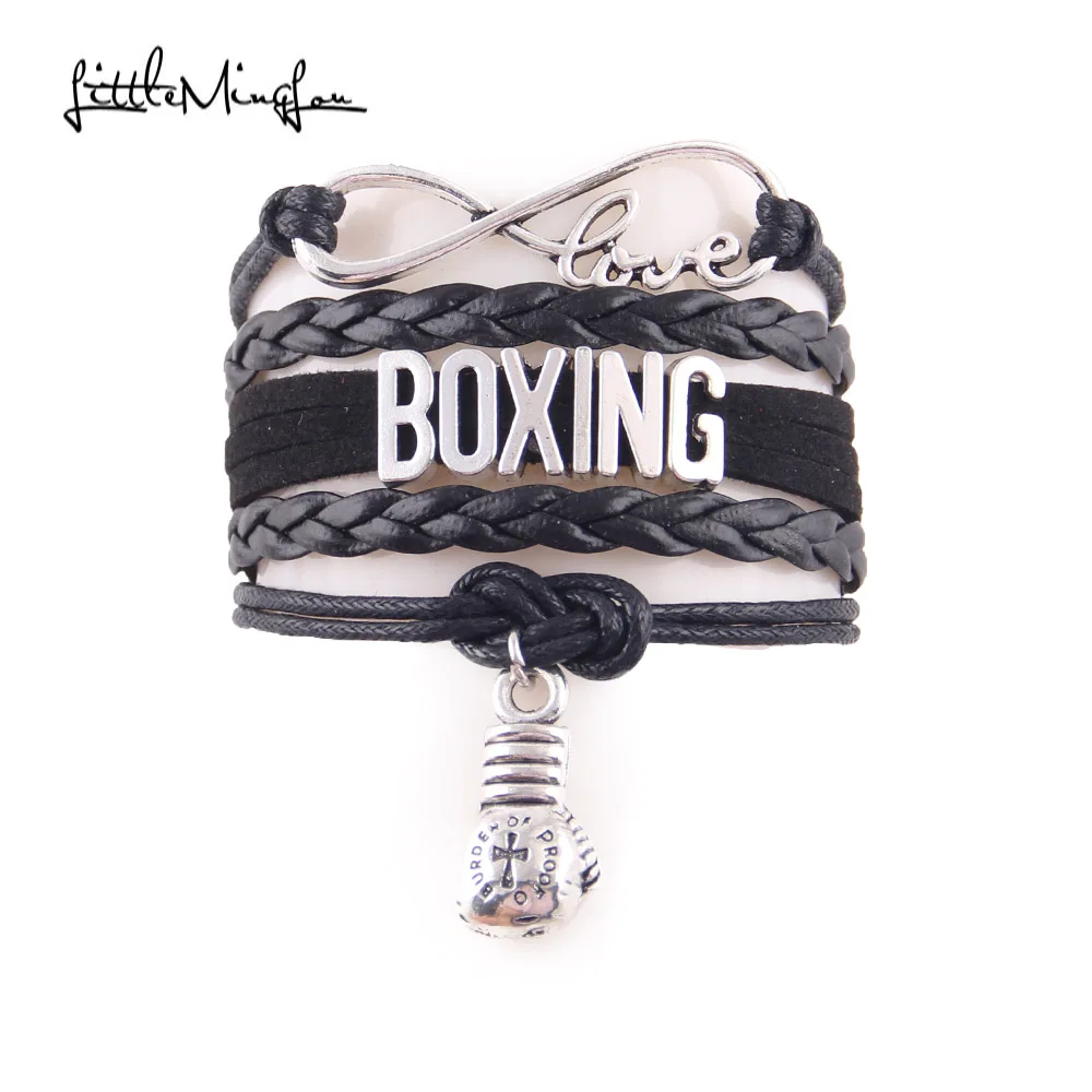 

Little Minglou Infinity Love Hobby Boxing Bracelet Boxing Glove Charm Leather Wrap Men Bracelets & Bangles For Women Jewelry