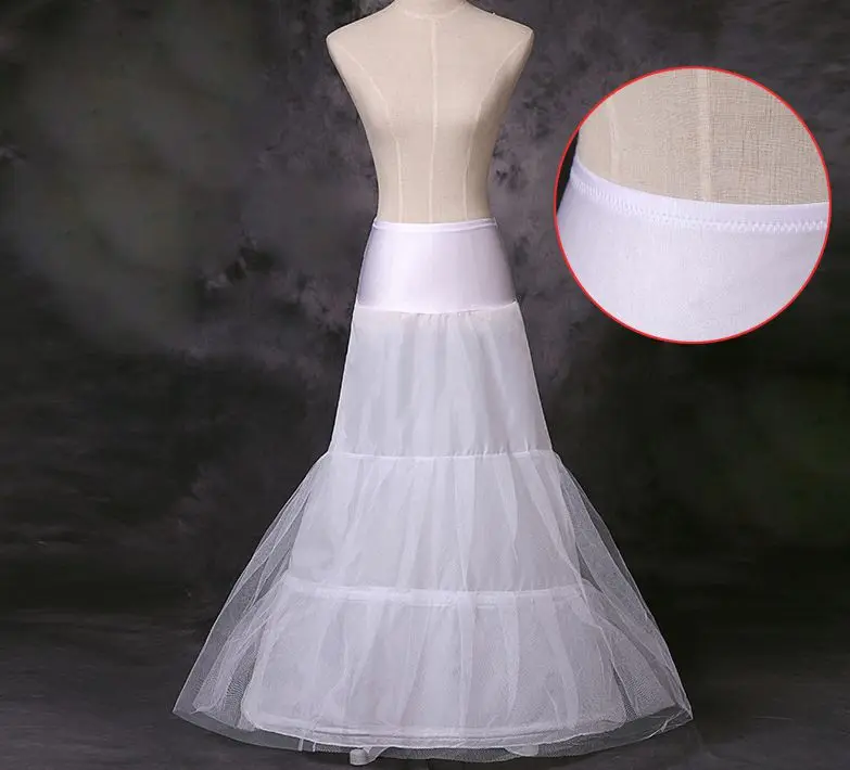 2018 White/Black Small Fishtail Skirt 2 Hoop Mermaid Trumpet Style Wedding Gown Petticoat Crinoline Slip