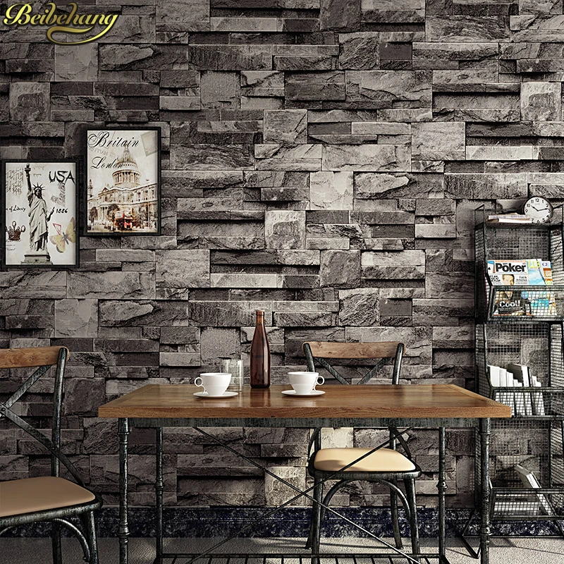 beibehang Stone imitation marble pattern culture stone retro brick pattern brick brick head 3d stereo background wall wallpaper