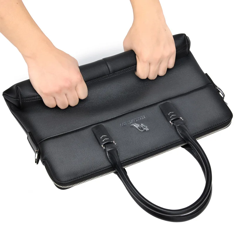 Sac messager noir pour hommes, sac à main d'affaires, étui à bombes pour documents, sac à main pour ordinateur portable, portefeuille Partfel A4, travail à la main, bureau, 2020