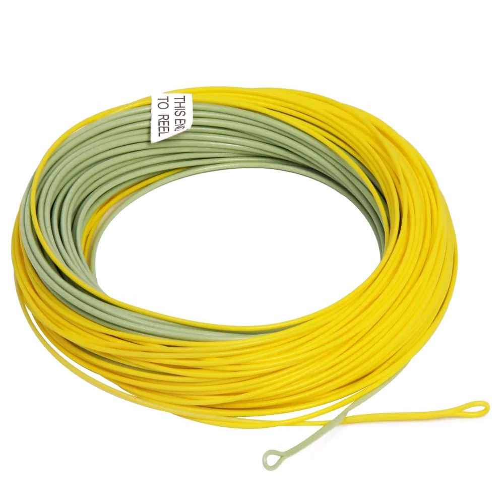 Angler Dream Fishing Tools Gold Floating Fly Line, WF2F 3F 4F 5F 6F 7F 8F 9F 100FT Fly Fishing Line With Two Welded Loops