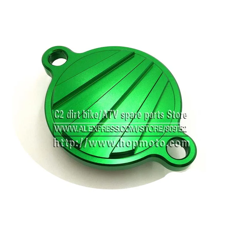 Green CNC Billet Engine Oil Filter Cover For   KX450F KX 450F KXF450 2004-2015 MX spare parts dirt pit bike Motorcross