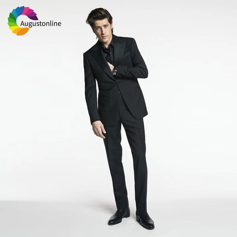 

Black Men Suits Wedding Suits Groom Tuxedos Formal Business Wear 2 Pieces (Jacket+Pants) Slim Fit Bridegroom Blazer