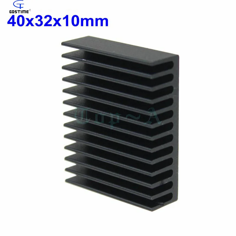 Gdstime 10pcs 40mm x 32mm x 10mm Aluminum Heatsink Black Heat Sink Radiator 40x32x10mm