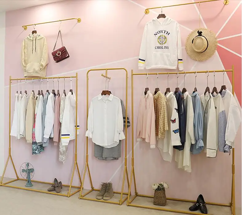 Golden Textile Gondola clothing store display creative combination hangers floor-to-floor side hanging iron hangers.