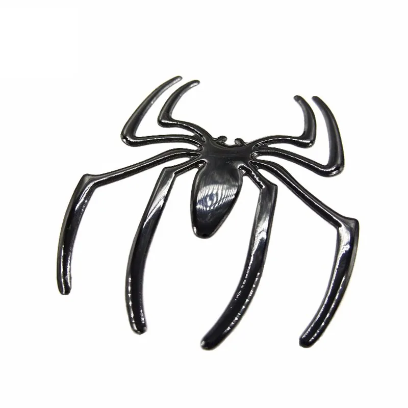 1 pair Cool Spider 3D Car Sticker Soft PVC Chromed Emblem Badge Auto Decal Decoration Accessories Sticker Black silvery