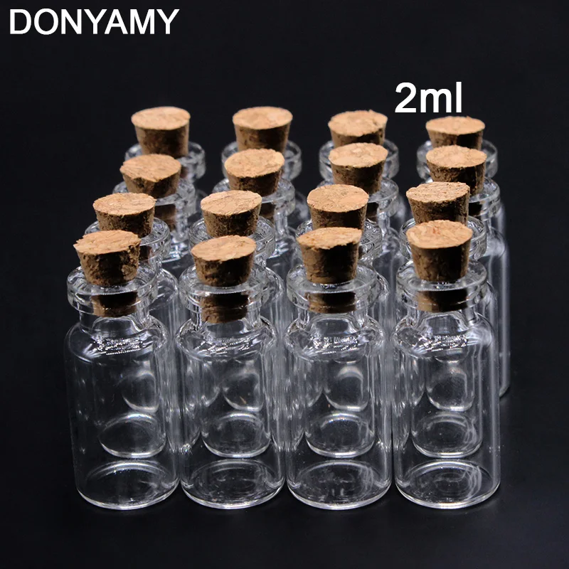 10PCS 16mm*35mm 2ml mini Containers Lovely Small Bottle Tiny Clear Empty Wishing Glass Message Vial With Cork Stopper