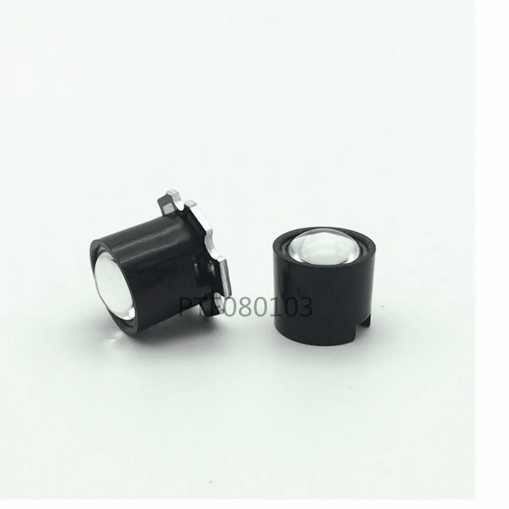 1W 3W High Power LED lens 14.5mm 16mm 10degree 60degree 90degree len with black holder For IR CCTV DIY