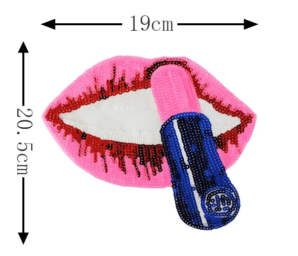 DIY Big Red Lip mouth patches Applique Sewing Handmade Bling Bling Sequins Patch for Clothing Embroidered Iron On Embroidery