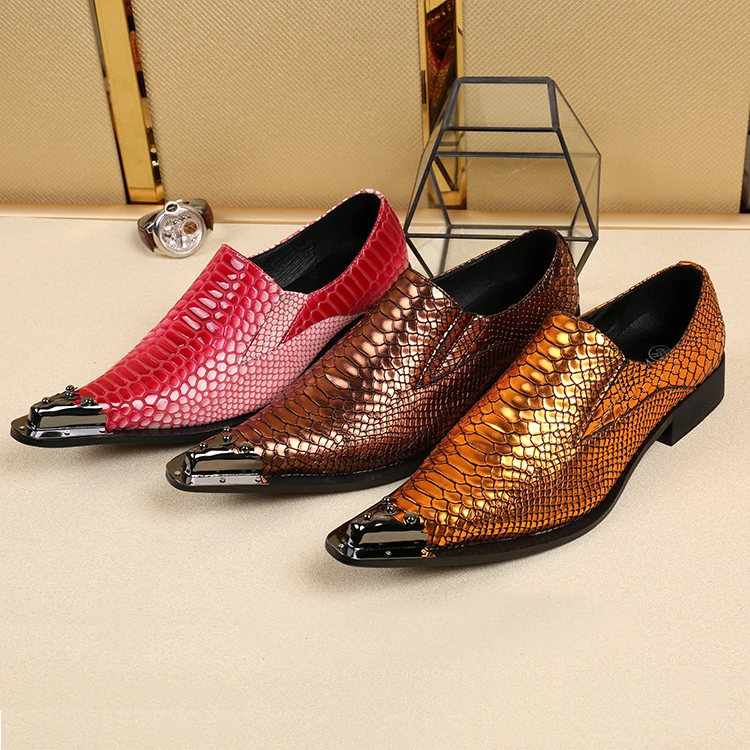 

sapato social masculino alligator shoes for men genuine leather spiked loafers crocodile steel toe formal wedding shoes men