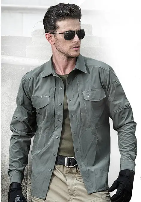 Military Shirt Men Blouse Long Sleeve Archon Autumen Green Officer Outdoor