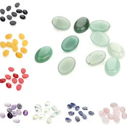 10pcs/lot Natural Stone Cabochon Beads 10*14/13*18mm Oval Green Aventurine Rose Quartz Jade Amethyst Beads For Jewelry Making