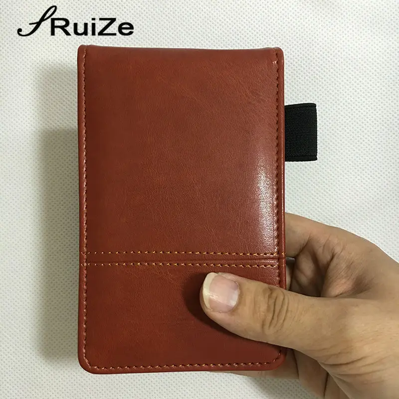 RuiZe-Petit carnet de notes multifonction A7, bloc-notes portable, couverture en cuir, permis de travail de bureau, bloc-notes avec VO