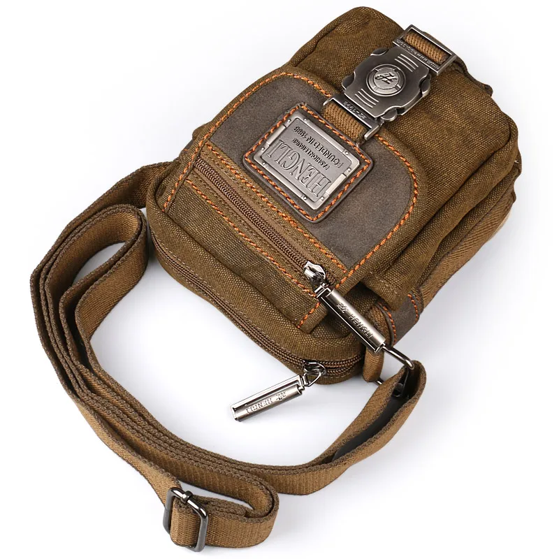 

High-Quality Ruil Retro Canvas Small Bags Men Fashion Multi-Functional Pockets Leisure Travel Phone Bag Toolkit Vintage Package