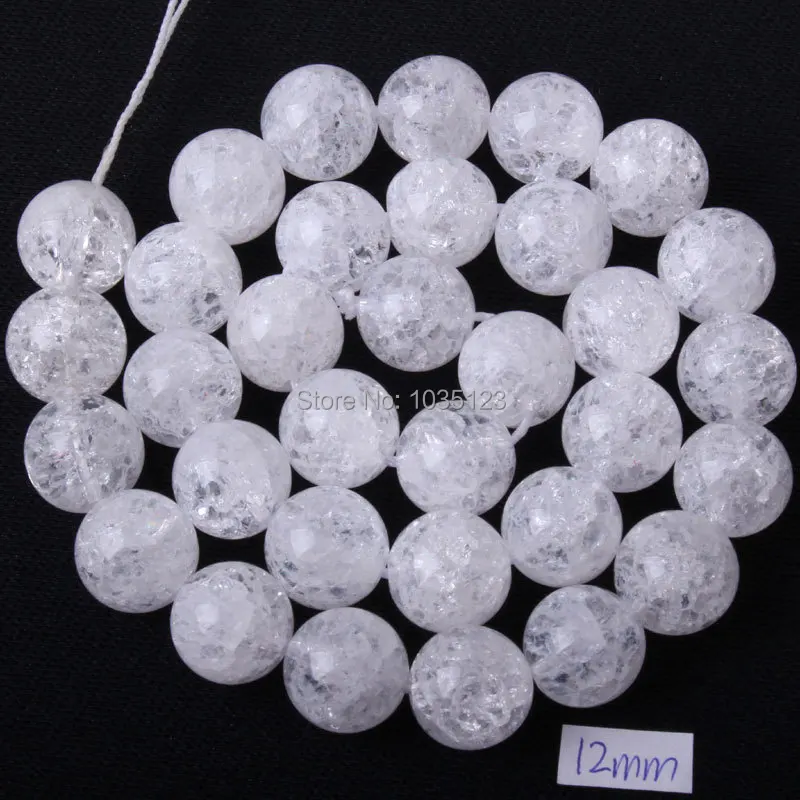 Cracked Round White Crystal Quartzs 4/6/8/10/12/14/16/18/20mm Loose Beads Strand 15\