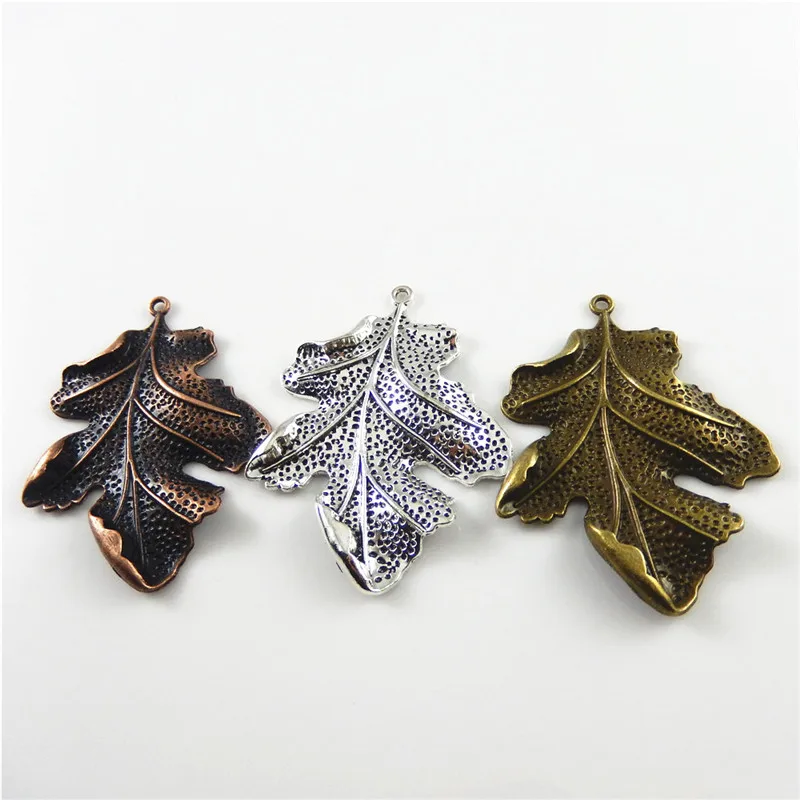 Julie Wange 3PCS Vintage Big Leaves Shape Charms Mixed Antique Colors Necklace Findings Jewelry Making Accessory