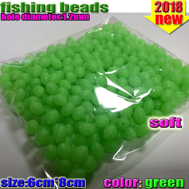 Oval fishing beads 300pcs/lot luminous beads fishing plastic lure glow in the dark color red yellow white green MM*MM