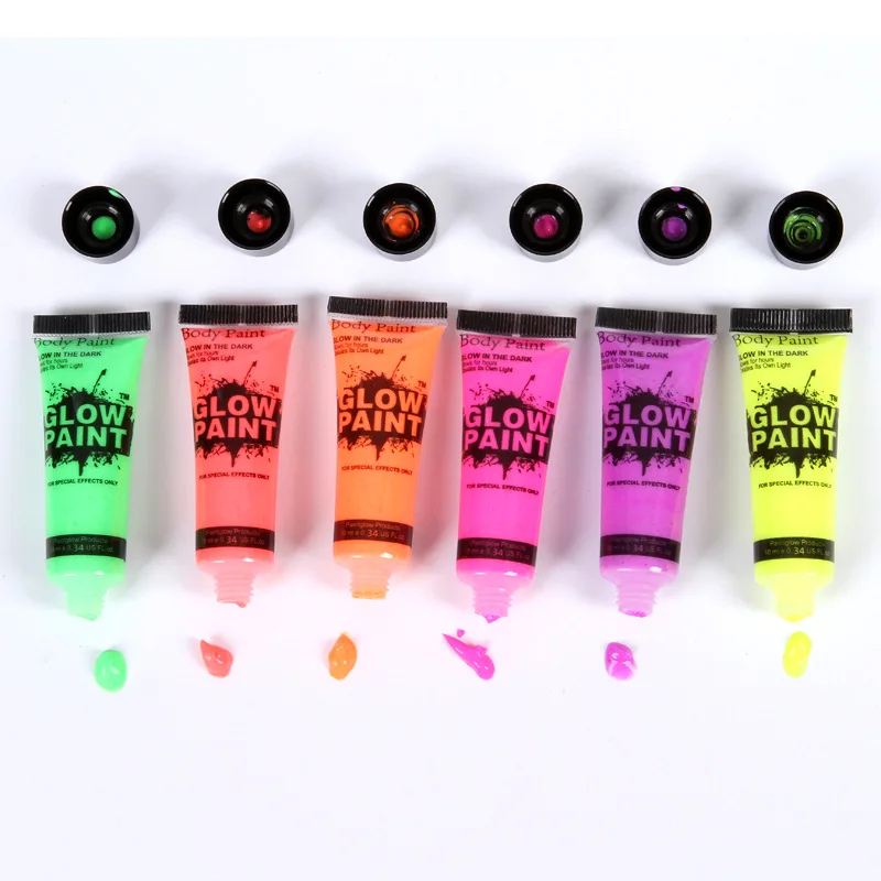 6  Colors Acrylic Paint Glow in the Dark gold Glowing paint Luminous Pigment Fluorescent Powder painting for Nail Art supplies