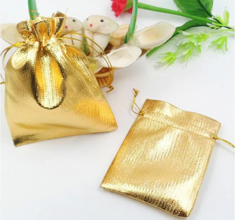 

7*9cm 200pcs Handmade Gold Drawstring Bags For Wedding/Party/Gift/bracelets/necklace Pouches Jewelry Packaging Display Bags