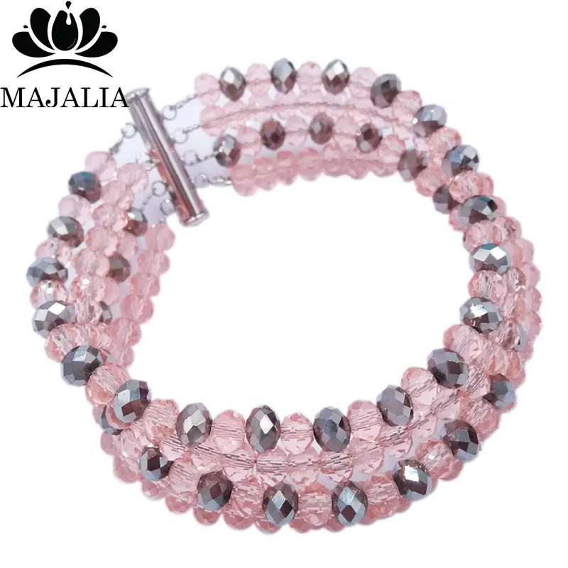 Majalia Peach Crystal Beaded Pretty African Jewelery Set Nigerian Wedding Clothing Jewelery Sets 5ST0017