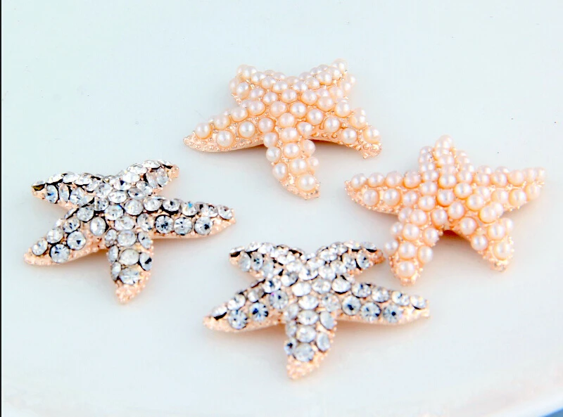 Free Shipping 100pcs/lot Rhinestone Starfish Button Flatback Button DIY Flower Centerpiece Wedding Embellishment LSB012-1