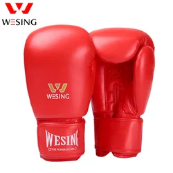 WESING Professional Kick Boxing Gloves Adults Large Size 16 Oz Leather Cheap Black Boxing Gloves Men Women Sanda Gloves