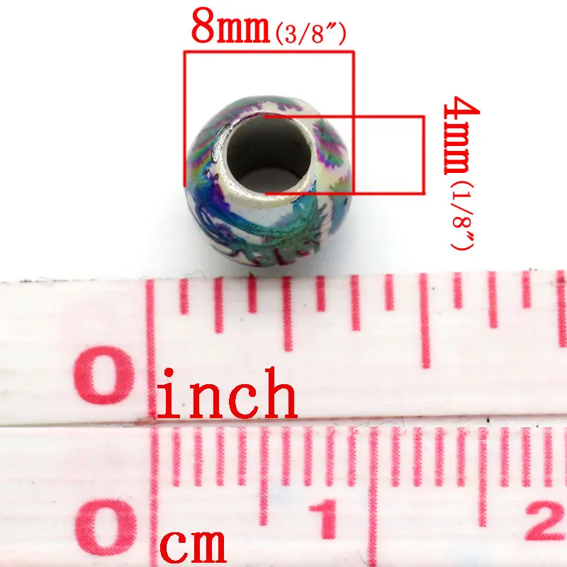 500 PCs Doreen Box Acrylic Spacer Beads Round Mixed AB Color Drawbench 8mm For DIY Jewelry Making Findings Wholesale,Hole: 4mm