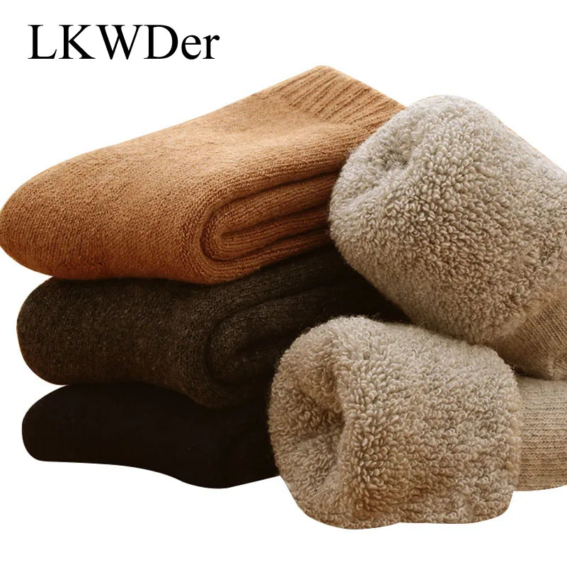 

LKWDer 5 Pairs Mens Wool Socks Super Thicker Merino Wool Rabbit Socks Against Cold Snow Russia Winter Warm Funny Happy Socks Men