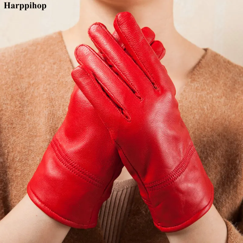 2021 sheepskin Leather Gloves For Winter Gloves Brand Mitten Luvas Women Gloves Female Gloves