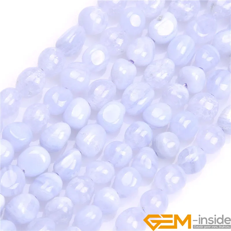 6x8mm Freeform Potato Shape Blue Chalcedony Beads Natural Chalcedony DIY Loose Beads For Bracelet Making Strand 15\