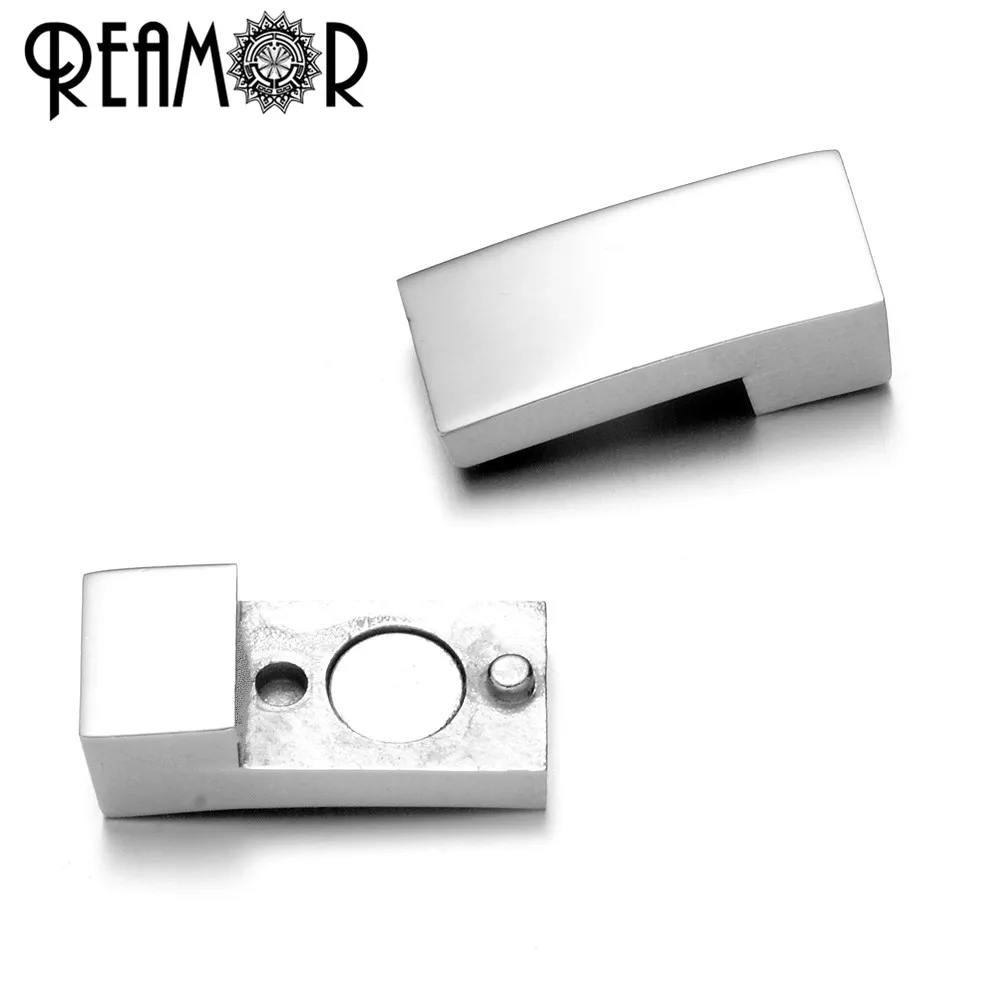 REAMOR Hole Size 3*5mm 316l Stainless Steel Connectors Charm Magnet Buckle Jewelry Findings Flat Leather Bracelet Magnetic Clasp