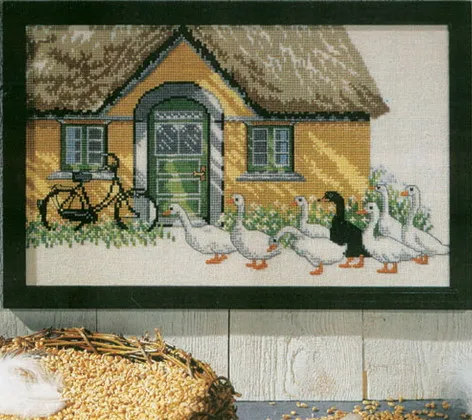 

Fishxx Cross Stitch C227 scenery[Duck farm]Poultry farm water-soluble printing,100% accurate pattern,11CT,Need to embroidery