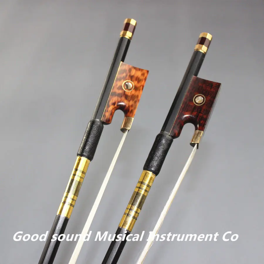 

1pc New light carbon fiber 4/4 violin bow white horse hair bow snake wood frog