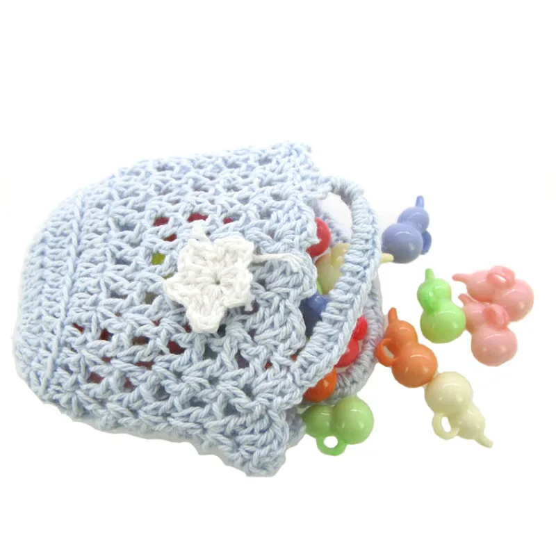 12Pcs Handmade Mini Crochet Basket With Flower For Baby Shower Baptism Fabric Craft Party Decorations 7.0cm