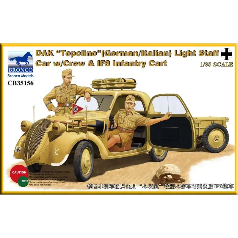 

BRONCO CB35156 1/35 Dak Topolino Light Staff Car w/Crew & IF8 Infantry Car - Scale Model Kit