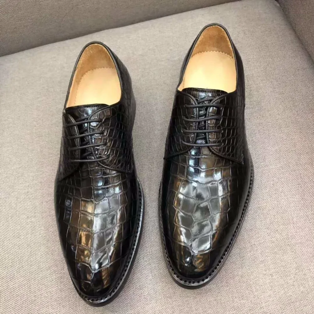 2018 Shinny Glossy 100% Genuine real genuine crocodile skin men shoe, Luxury top quality durable solid crocodile skin men shoe