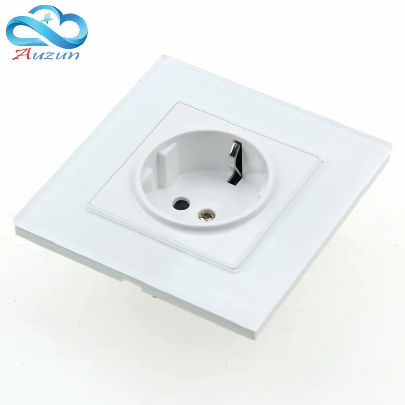 German standard wall tempered glass panel socket plug ground 16A eu standard socket 86