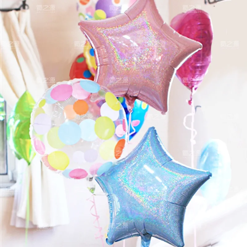 Mixed 18 inch Laser Star Pink Light blue Balloons shine Aluminum Foil wedding Party Decoration valentaine's day Supplies globos